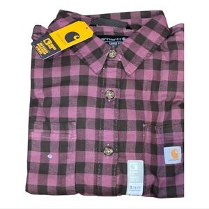 Carhartt Women's 1X (16W-18W) Rugged‎ Flex Loose Fit Purple Black Plaid NWT
